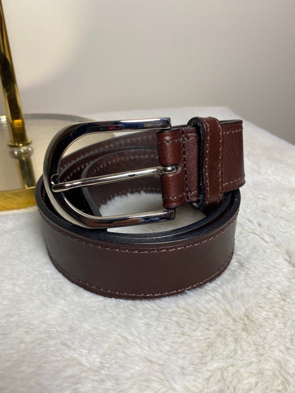 Banana Republic Brown Wide Leather Belt with Silver Tone Buckle Medium EUC